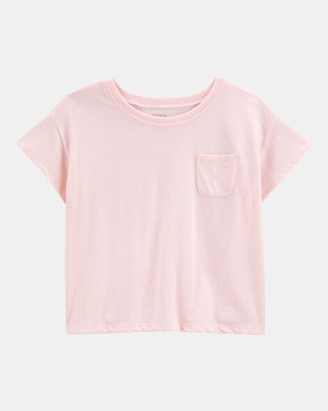 kid solid short-sleeve fashion top - pink