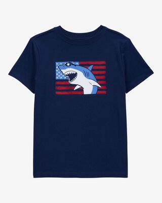 Product image 1 of Kid American Flag Shark Tee - Navy