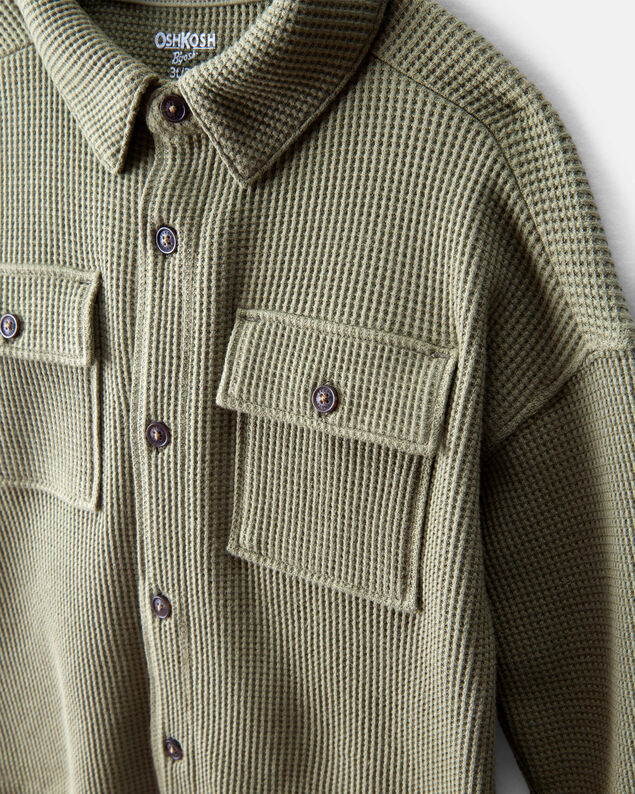 Product image 2 of Toddler Boy Long-Sleeve Waffle Knit Utility Shirt - Green