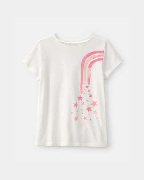 girls rainbow graphic tee - ivory