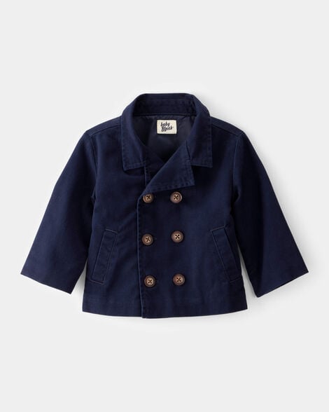 Baby Twill 100% Cotton Button-Down Jacket - Navy