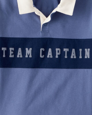 Product image 2 of Boys Team Captain Cotton Short-Sleeve Uniform Polo Shirt - Blue