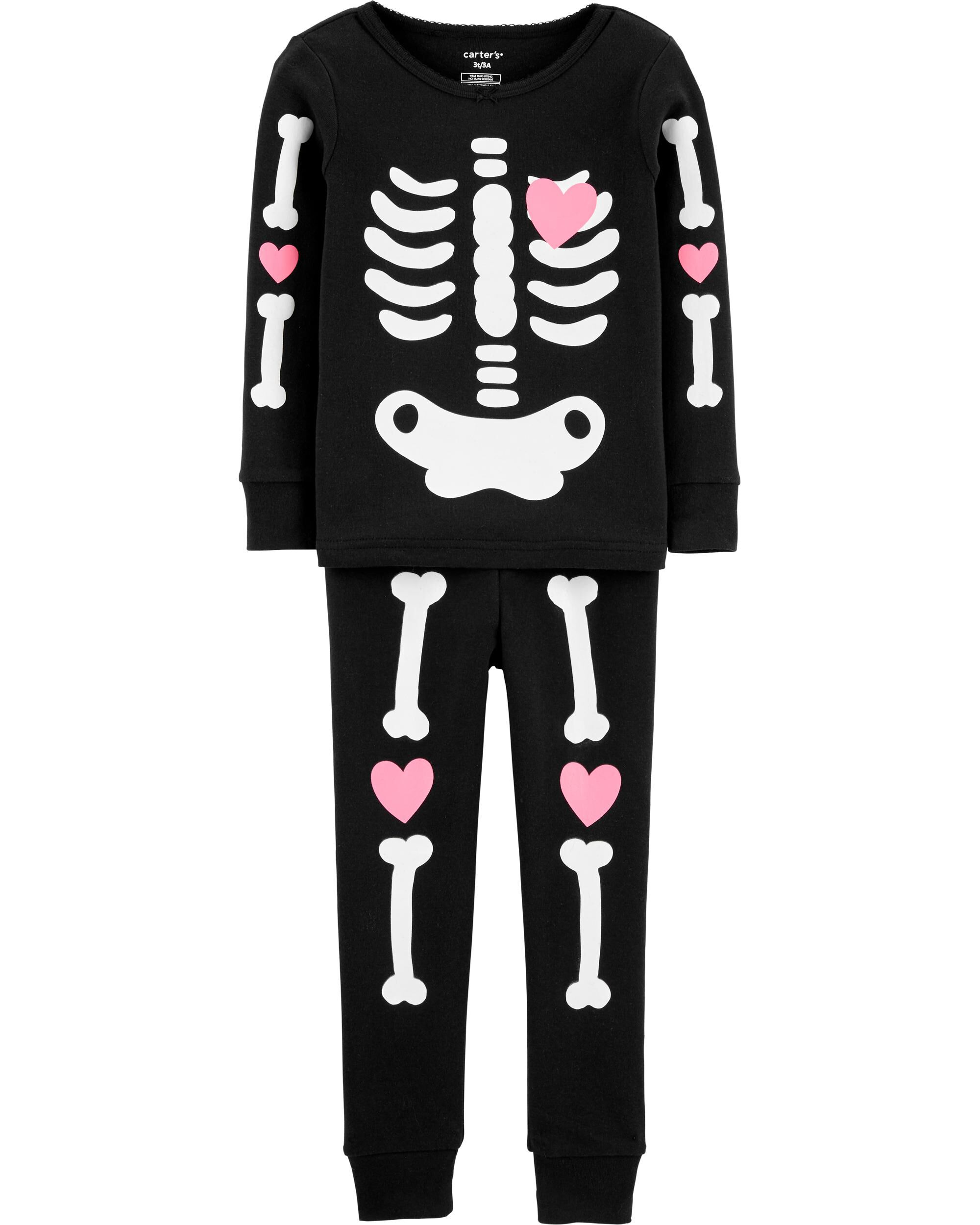 Details about   NEW Carter's 2 Piece Boys PJs Halloween Glow in Dark Skeleton  2T 3T Year 