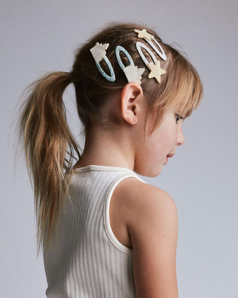 Toddler Girl 6-Pack Sandcastle Hair Clips - Cream/Light Pink/Blue