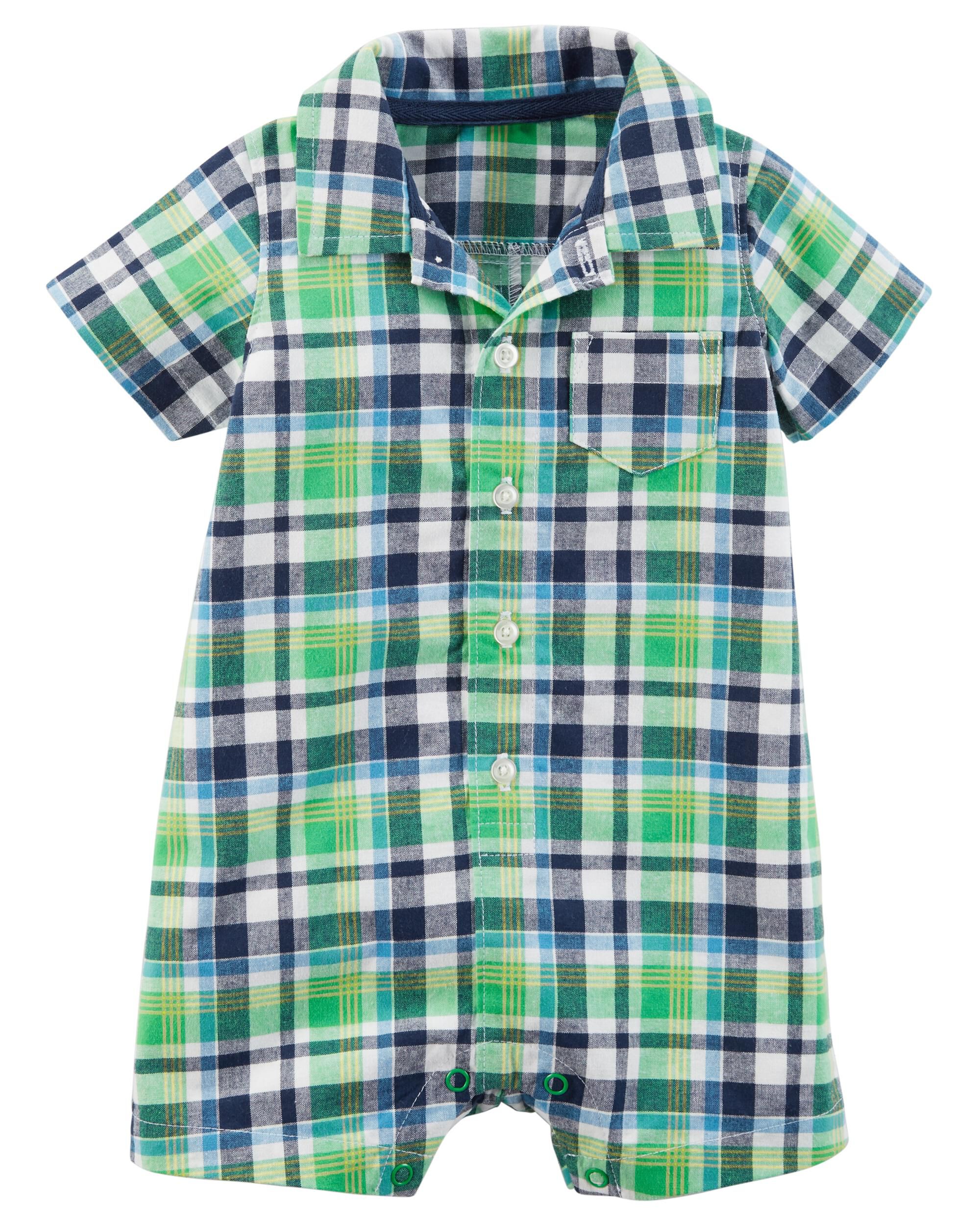 tartan baby romper