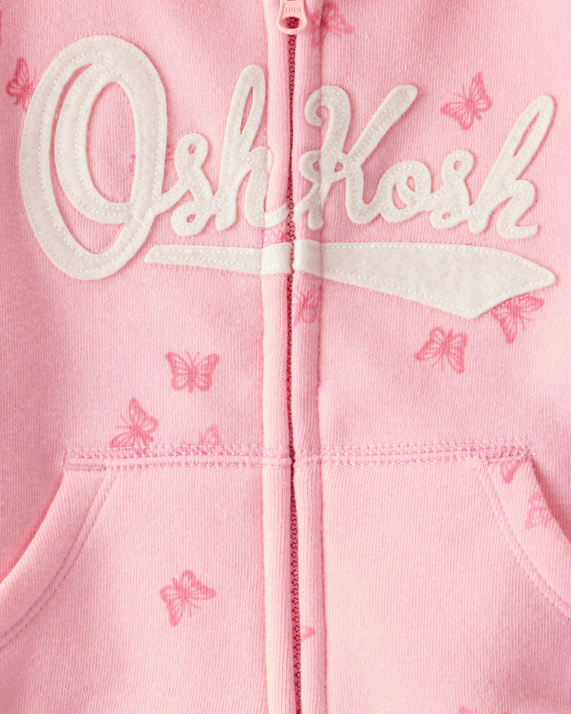 Baby Butterfly Print OshKosh Fleece Logo Zip Jacket - Pink Baby Butterfly Print OshKosh Fleece Logo Zip Jacket - Pink