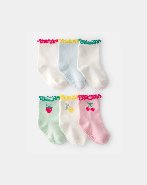 baby girl 6-pack fruit crew socks