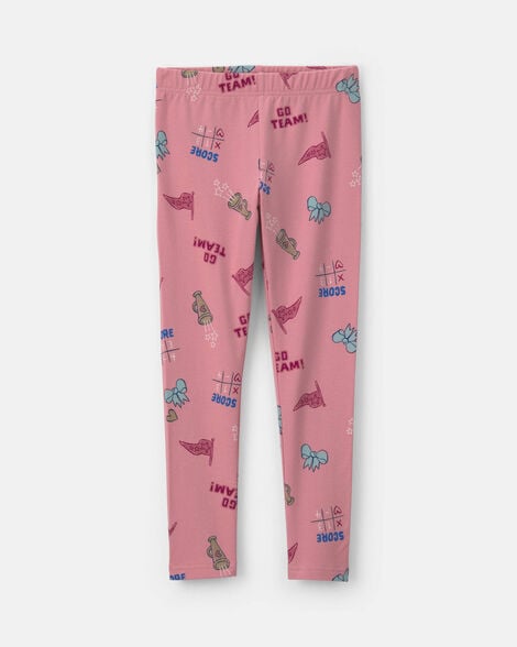 girls school spirit pull-on stretch leggings - pink