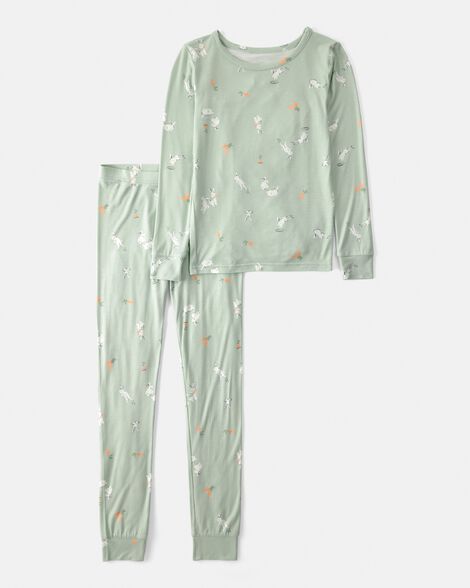 kids easter bunny purelysoft 2-piece pajama set - green