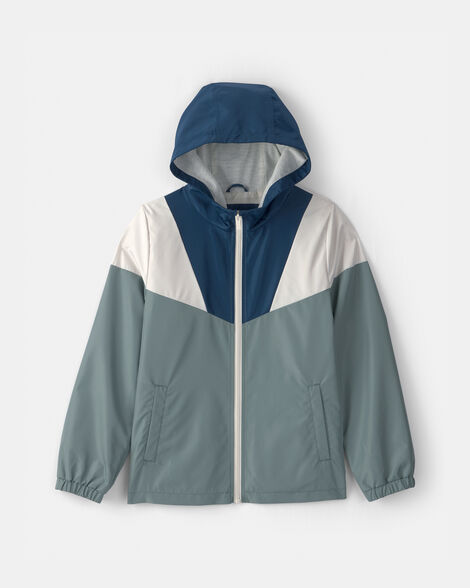 boys colorblock windbreaker - blue/green