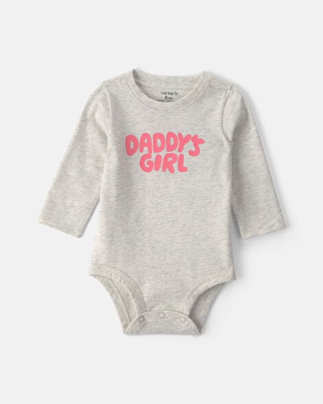 baby girl 'daddys girl' long-sleeve graphic bodysuit - grey