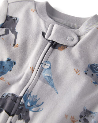 Product image 2 of Baby Organic Cotton Sleep & Play Pajamas in Midnight Forest Print
