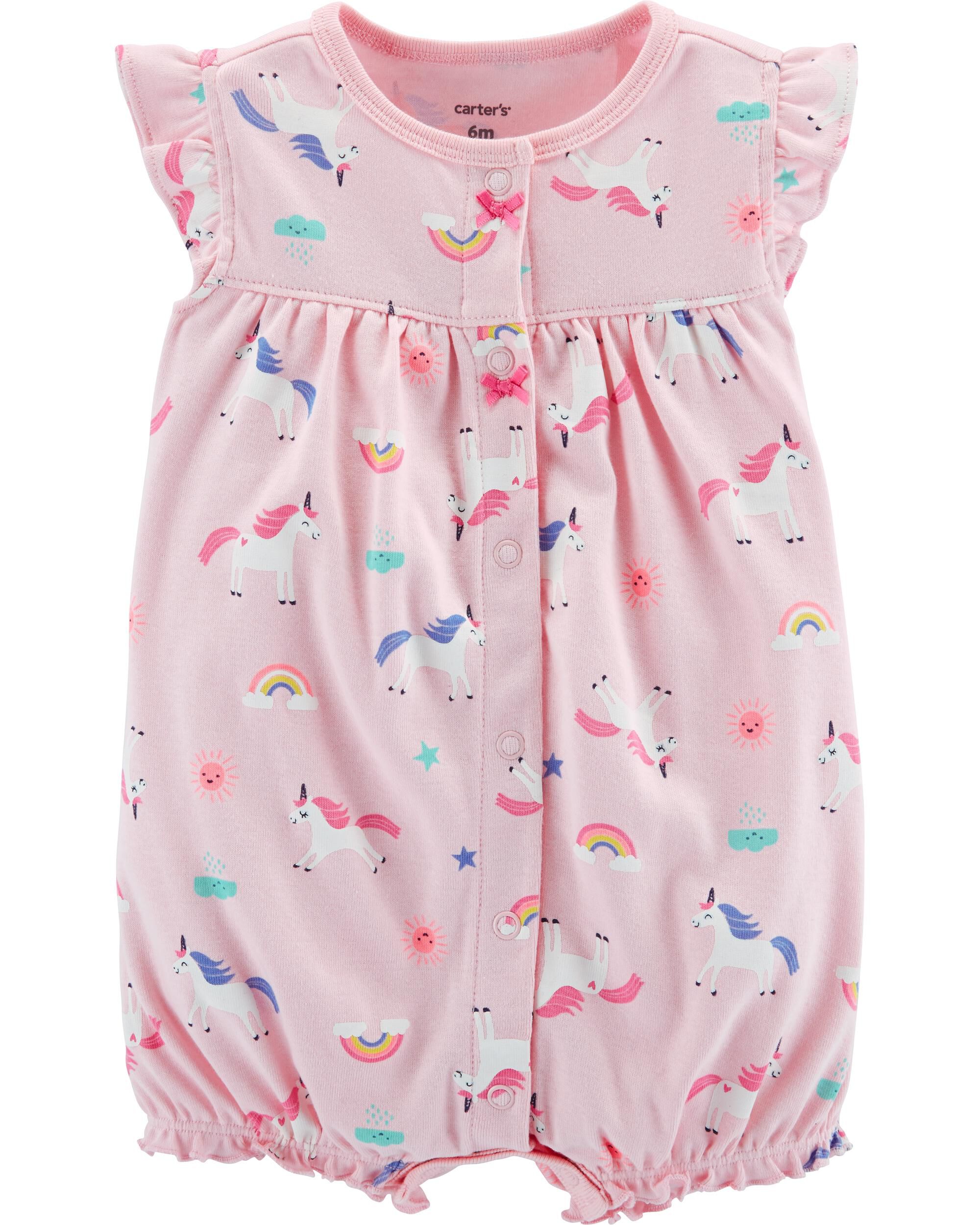 Carters Baby Girls Printed Snap Up Romper