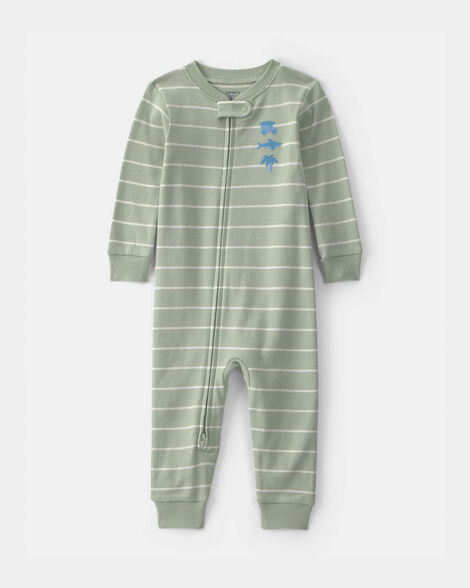 toddler boy beach 100% cotton 1-piece pajama - green