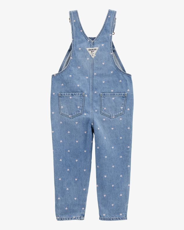 Product image 2 of Toddler Heart-Print Knit Denim Overalls - Blue