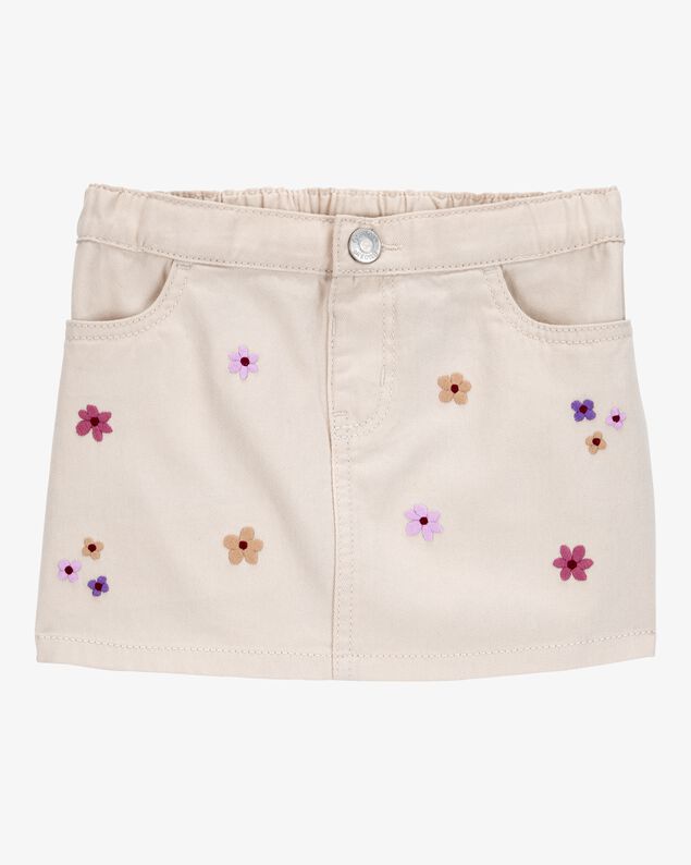 Product image 1 of Toddler Twill Floral Embroidered Skirt - Ivory