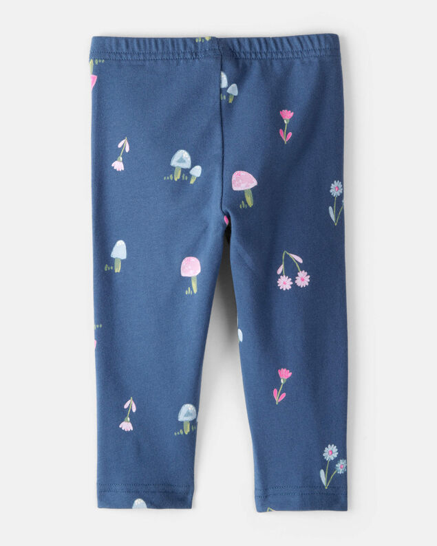 Product image 2 of Baby Girl Floral Cotton Pull-On Stretch Leggings - Blue