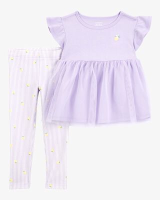 Product image 1 of Toddler 2-Piece Lemon Tulle Top & Legging Set - Purple