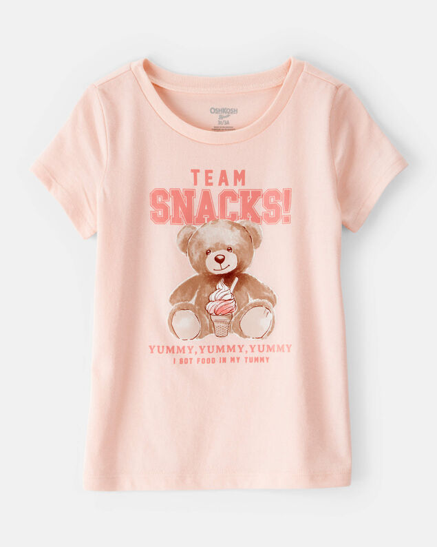 Product image 1 of Toddler Girl Team Snacks Bear Short-Sleeve Graphic Tee - Pink