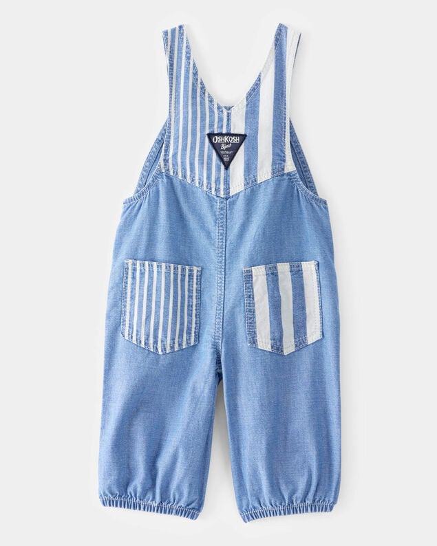 Product image 2 of Baby Neutral Vintage Inspired Striped Chambray Overalls - Blue Wash