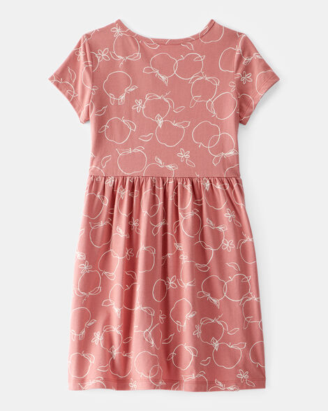 Product image 2 of Girls Apple Print Short-Sleeve Dress - Pink