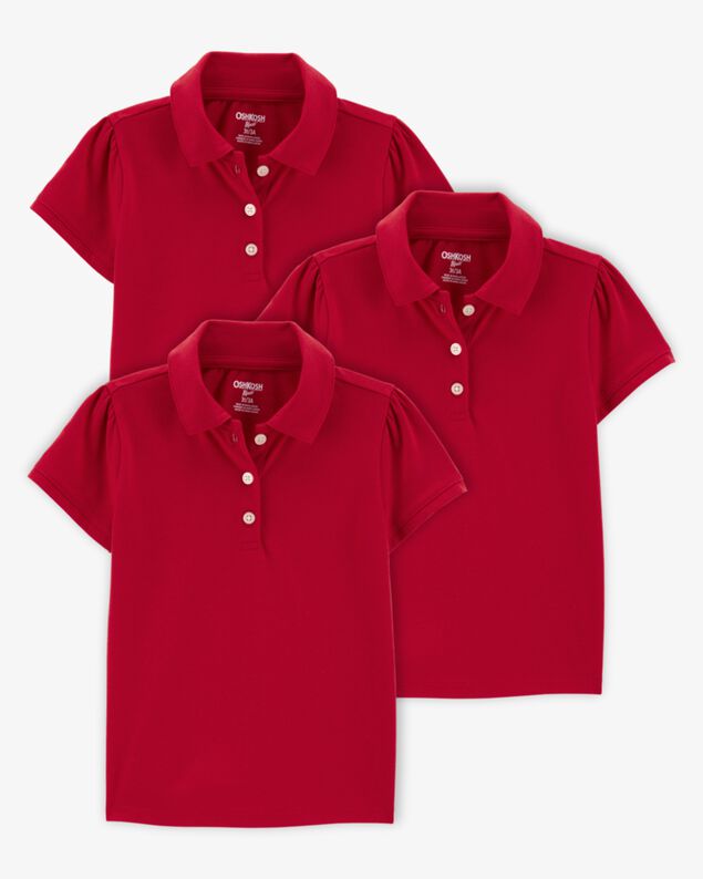 Product image 1 of Toddler 3-Pack Pique Uniform Polo Shirts - Red