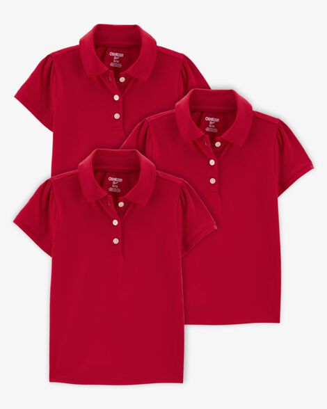 Product image 1 of Toddler 3-Pack Pique Uniform Polo Shirts - Red