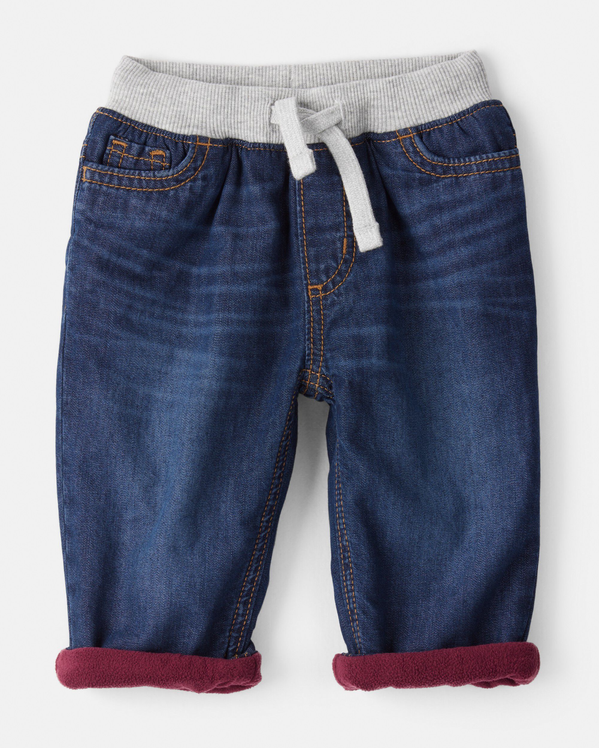 Baby Boy Lined Dark Wash Straight Jeans