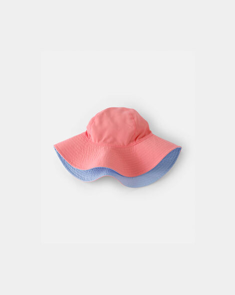 toddler girl reversible swim hat - coral/blue