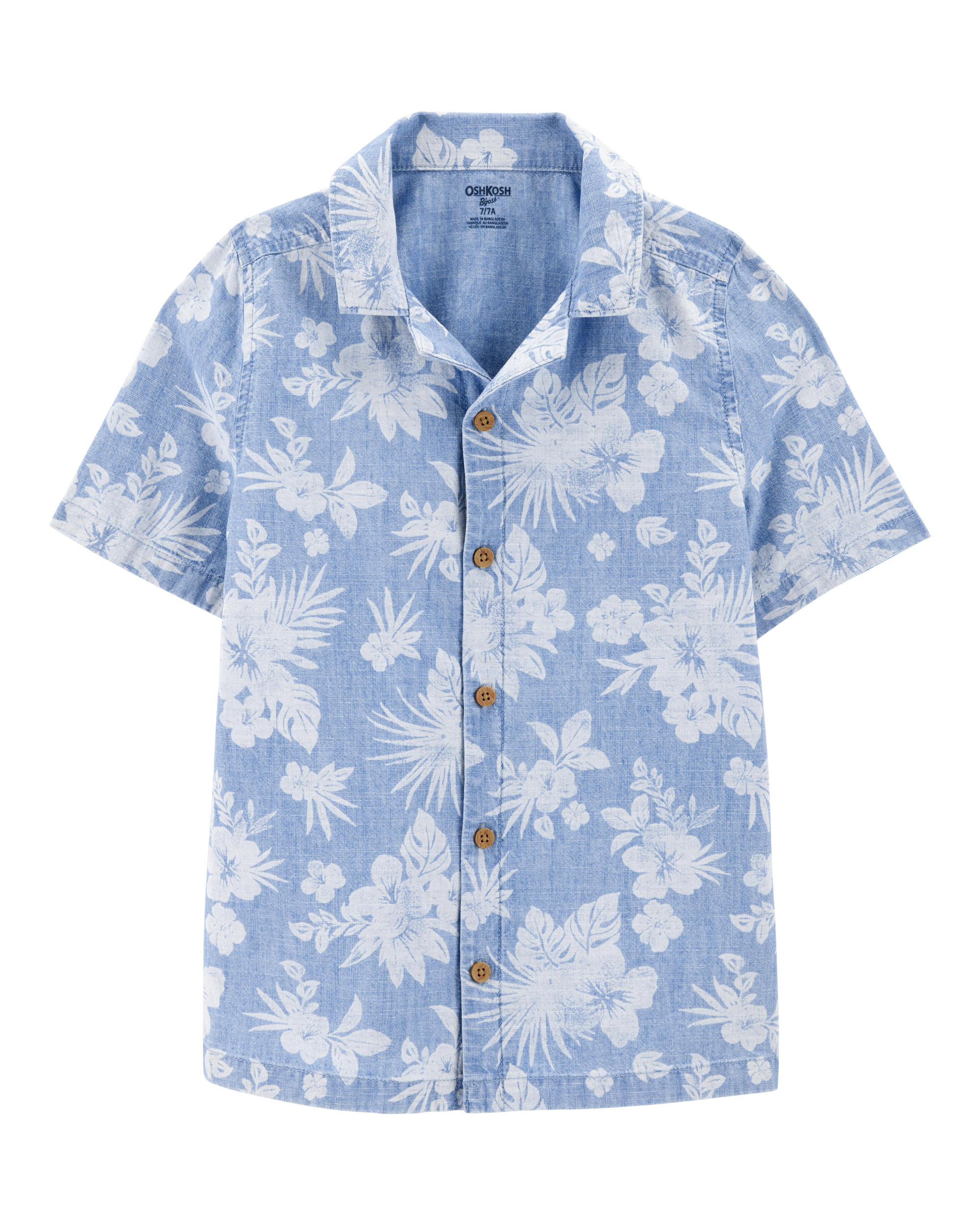 Kid Tropical Print Button-Front Shirt - Blue