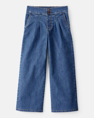 Product image 1 of Kid Denim Wide Leg Pants - 70s Blue Wash