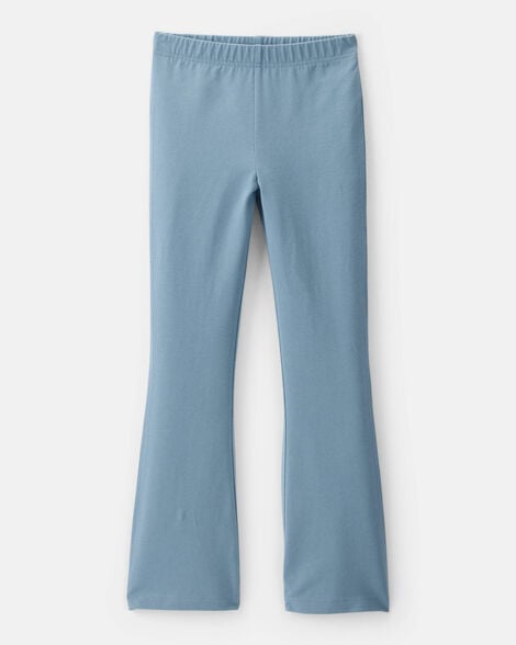 Product image 1 of Kid Solid Cotton Flare Stretch Leggings - Blue