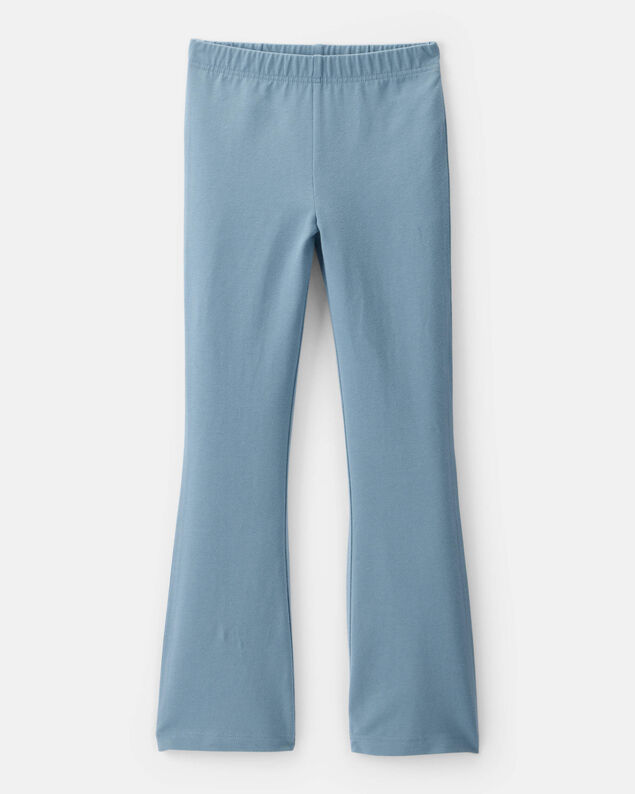 Product image 1 of Kid Solid Cotton Flare Stretch Leggings - Blue