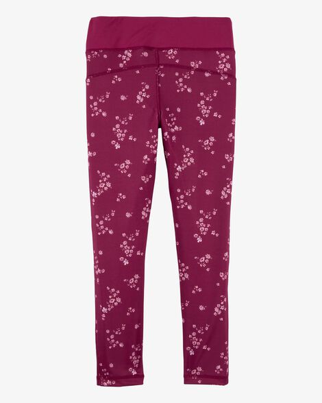  Product image 2 of Kid Floral Print Active Leggings In BeCool™ Fabric - Plum
