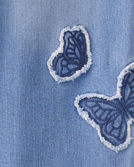 Kid Baggy Butterfly Embroidered Jeans - Breeze Wash