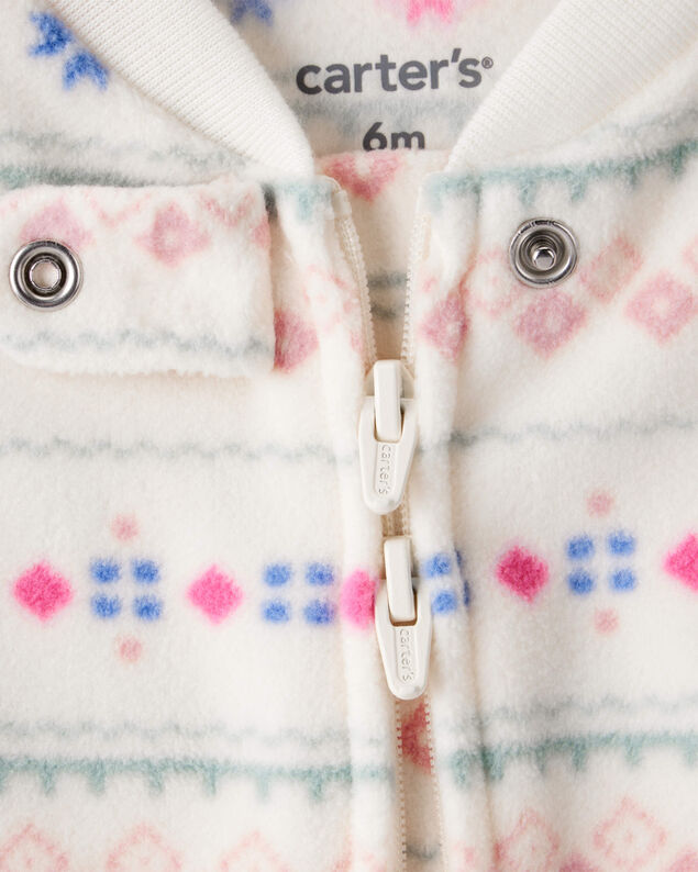 Product image 2 of Baby Girl Fair Isle Fleece Long-Sleeve Loose Fit Sleep & Play Pajamas