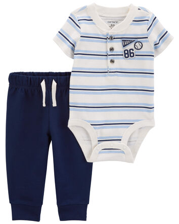 Baby 2-Piece Varsity Striped Bodysuit Pant Set