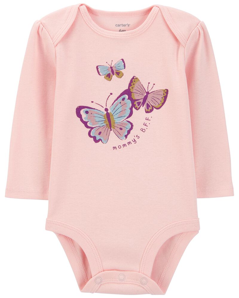Pink Baby Mommy's Butterfly Long-Sleeve Bodysuit | carters.com