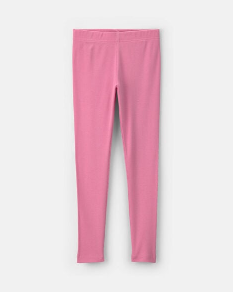 girls pull-on stretch rib leggings - pink