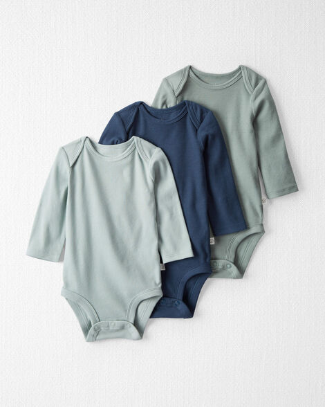 Product image 1 of Baby 3-Pack Organic Cotton Rib Gradient Bodysuits in Greens