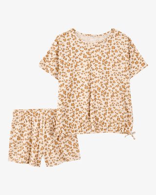 Product image 1 of Kid 2-Piece Leopard Print Short Set - Brown