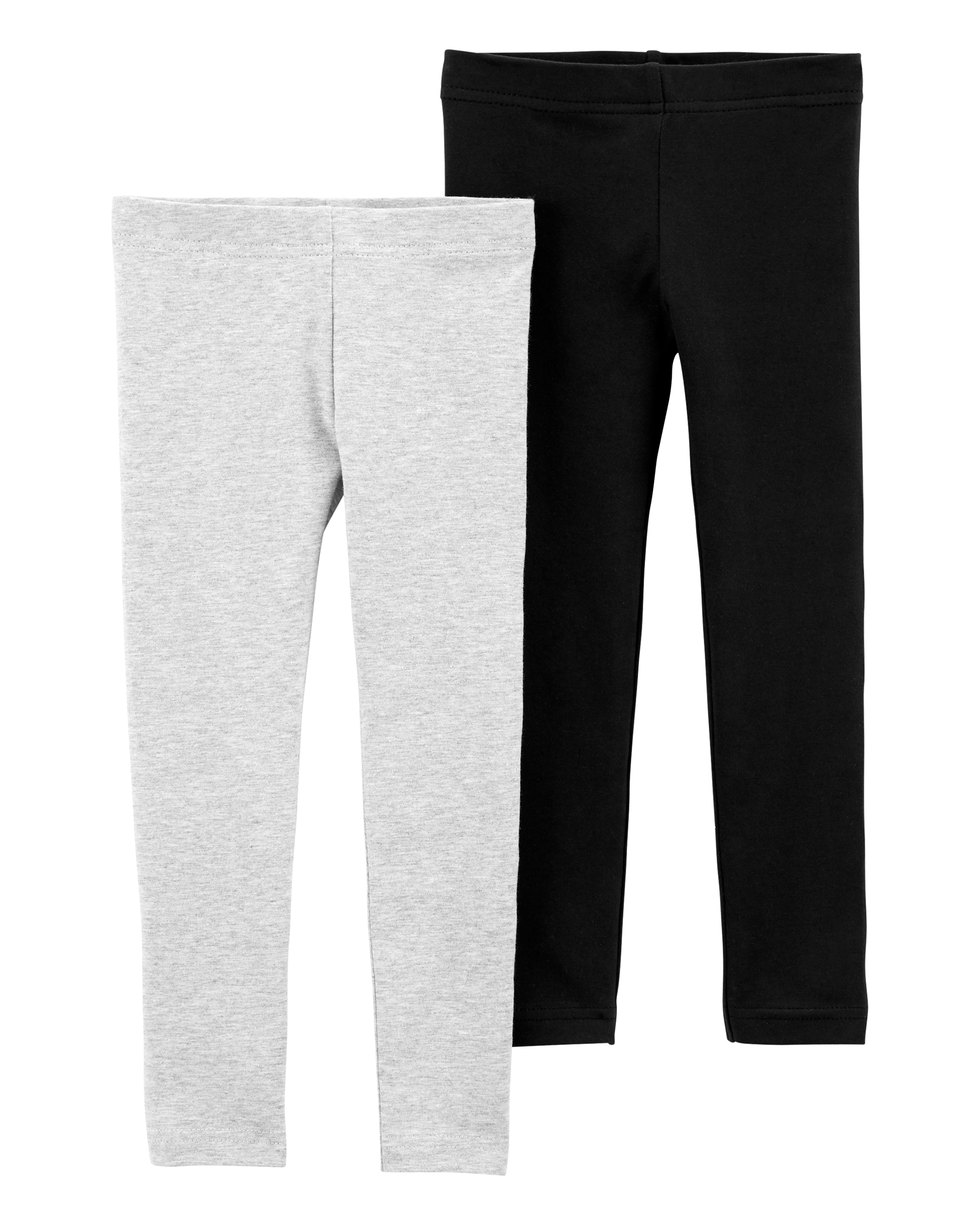 Baby 2-Pack Black & Grey Cotton Stretch Leggings