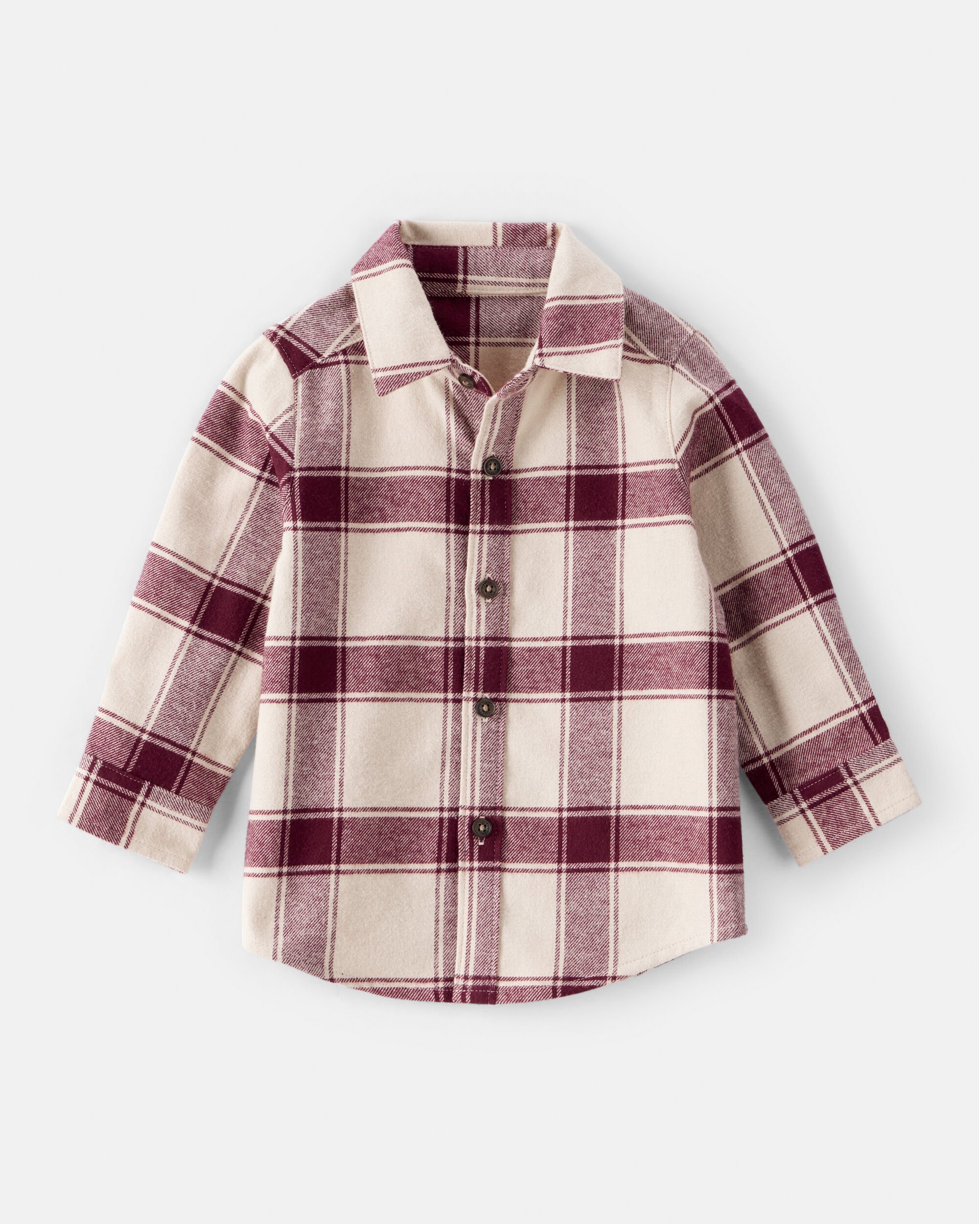 Baby Boy Plaid Button-Down Shirt - Maroon/Cream