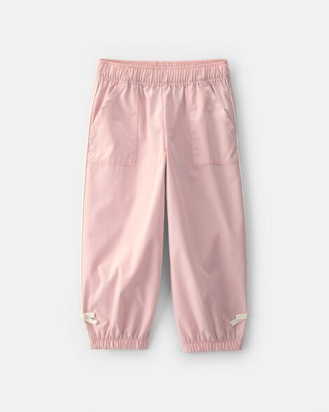 toddler girl bow-cuff poplin joggers - pink