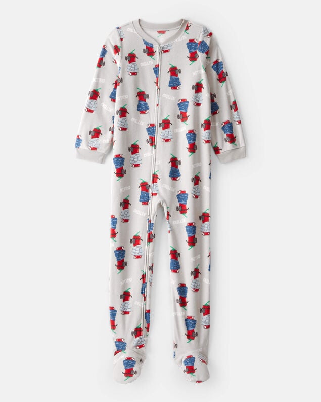 Product image 1 of Boys Chili Pepper Print Fleece Long-Sleeve Loose Fit 1-Piece Pajamas - Grey