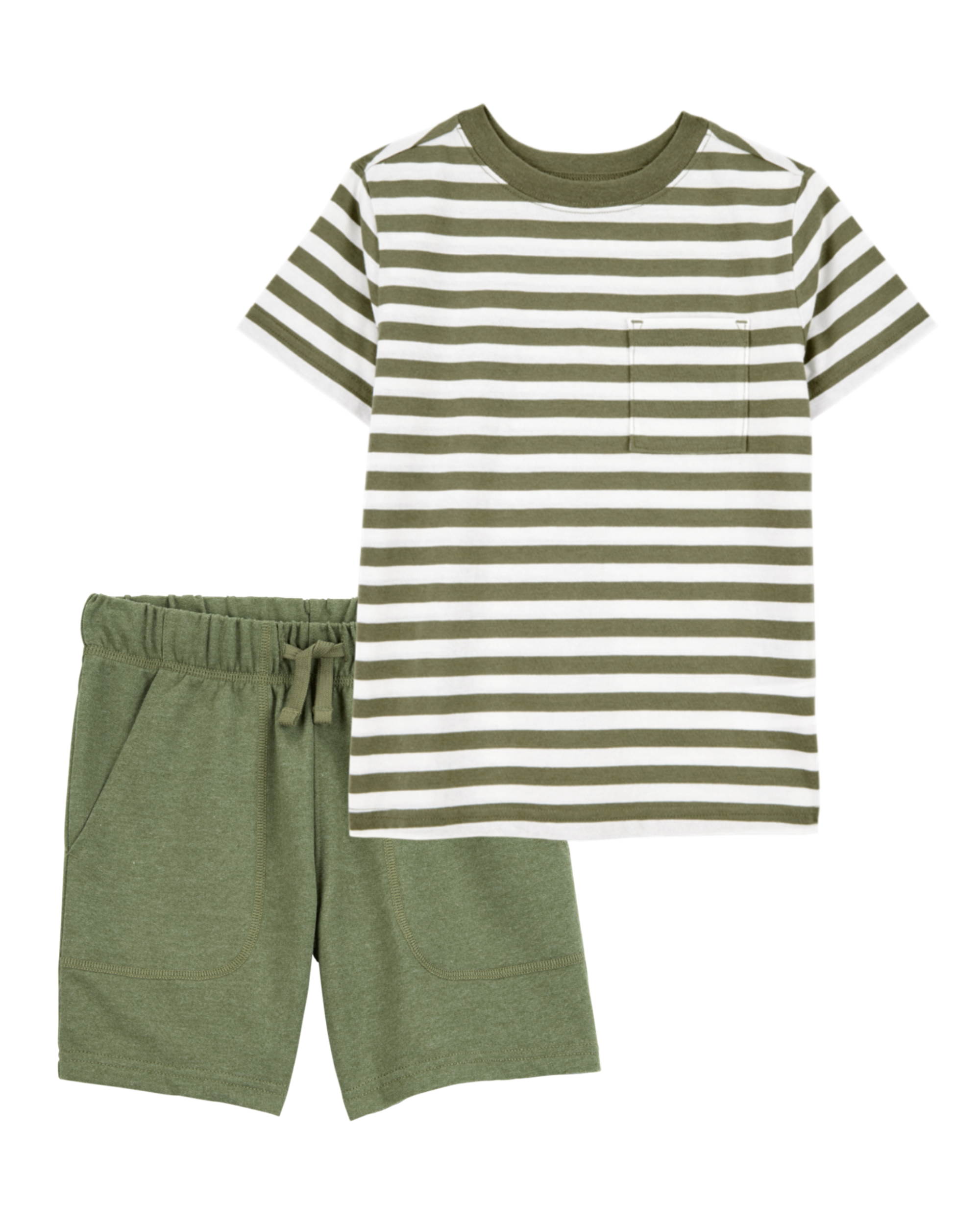 Kid 2-Piece Striped Tee & French Terry Shorts Set