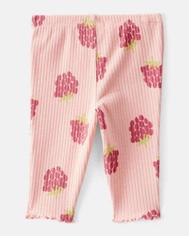 Product image 2 of Baby Girl Raspberry Print Cotton Pull-On Pants - Pink