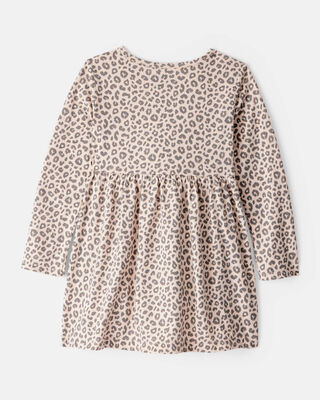 Product image 2 of Toddler Girl Leopard Print Long-Sleeve Dress - Brown