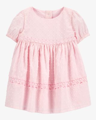 Product image 1 of Baby Textured Babydoll Dress- Pink