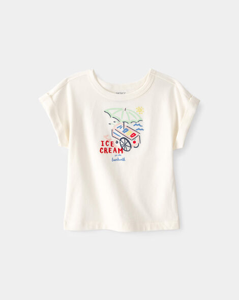 toddler girl ice cream top - cream